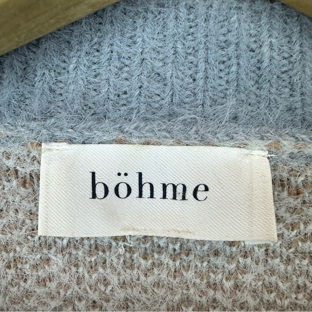 Bohme Rolanda Fur Chevron Color Block Crewneck Sweater - Picture 3 of 5